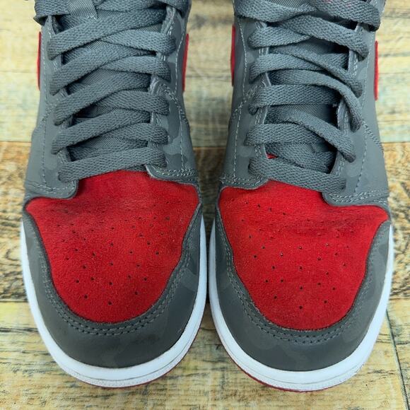 Nike Air Jordan 1 Mid Retro BG Camo River Rock Black Red 822858-032 Youth 7Y - Picture 4 of 11